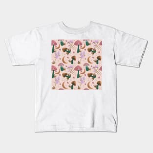 Retro Mushrooms and Flowers Kids T-Shirt